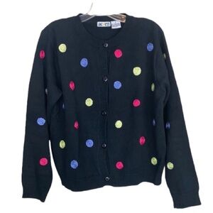 Vintage‎ Acorn Black Buttoned Down Cardigan Size Medium